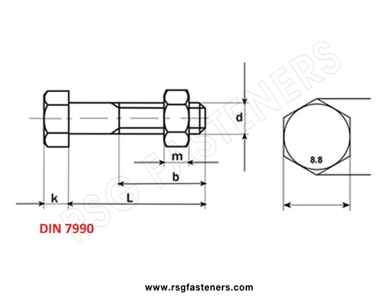 hex bolt din 7990 4