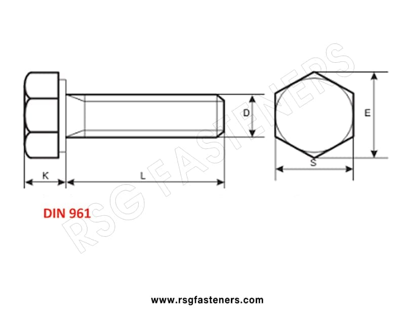 hex bolt din 961 4
