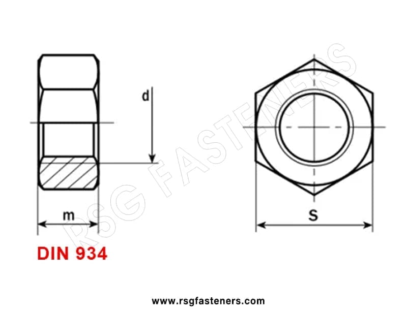 hex nut din 934 4